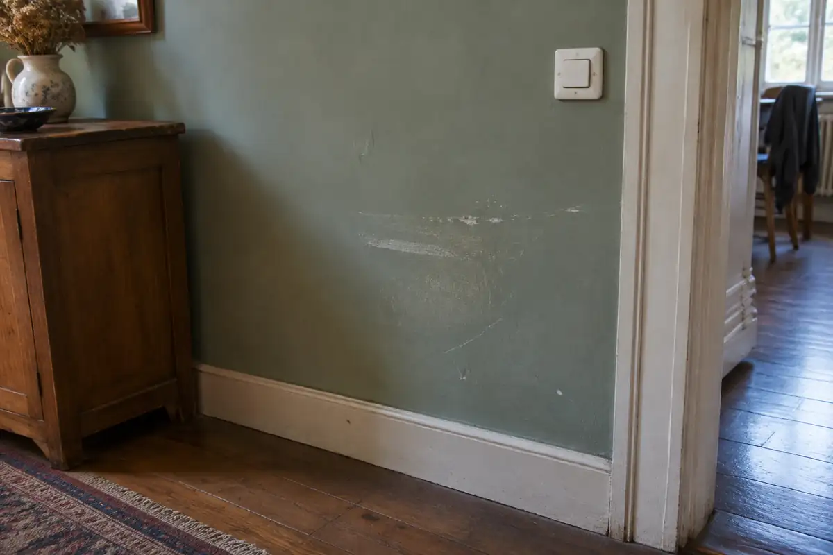 Bas d'un mur peint de couleur près d'un interrupteur