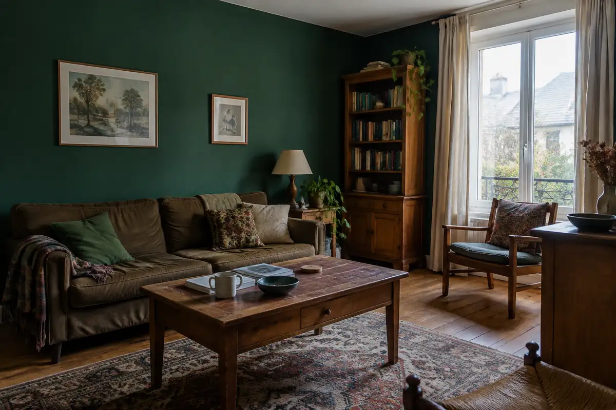 Vert foncé : quel mur peindre, et ce qu'il rend de la lumière